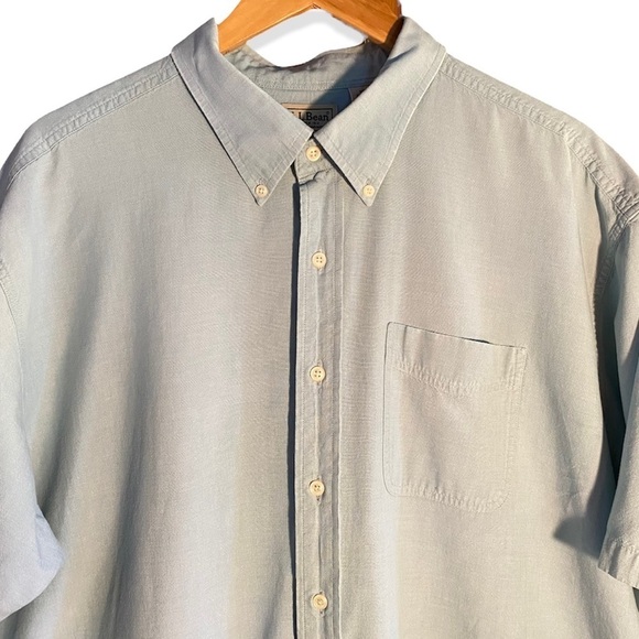 L.L. Bean Men's 100% Cotton Button Front Shirt Blue Size XXL-Tall - Picture 2 of 13